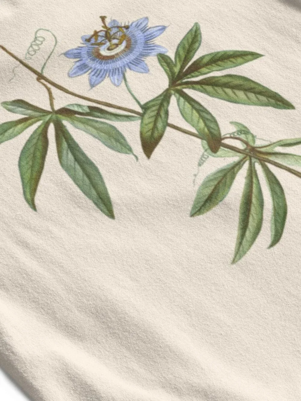 Blue Passionflower Vintage Floral Print Short Sleeve Graphic Tee T-shirt S-XXL